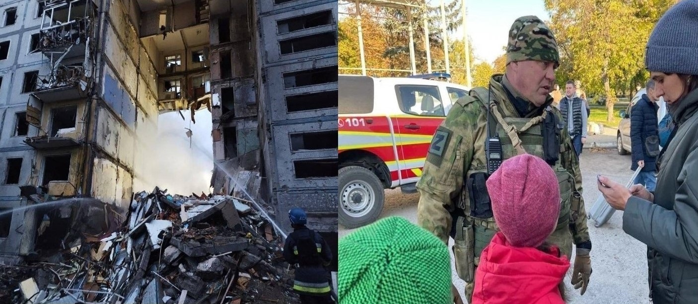 Zaporizhzhia bombing 10.10.2022, Children being taken to Russia (from propaganda media)