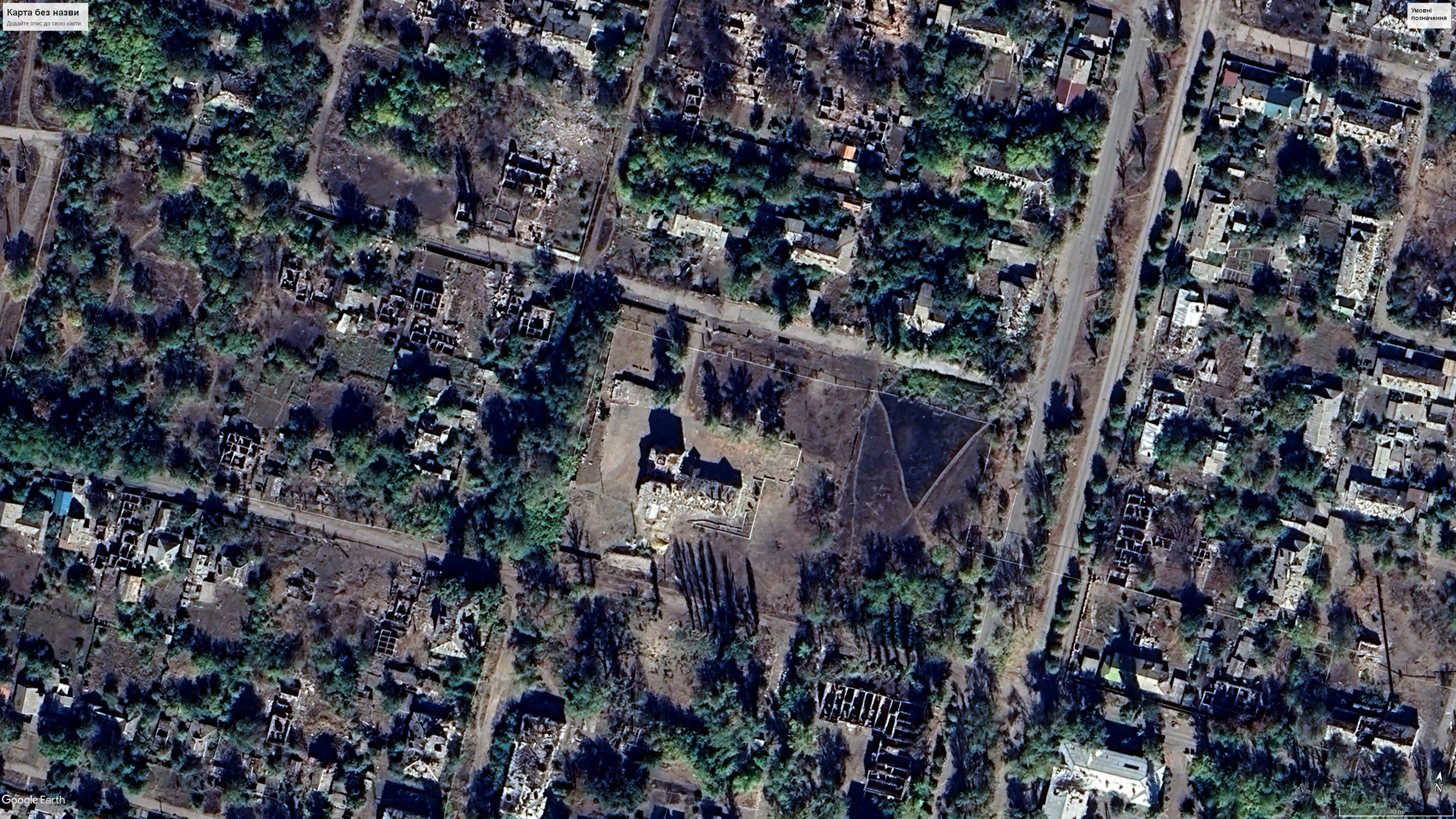 Храм на півдні, знімок із супутника